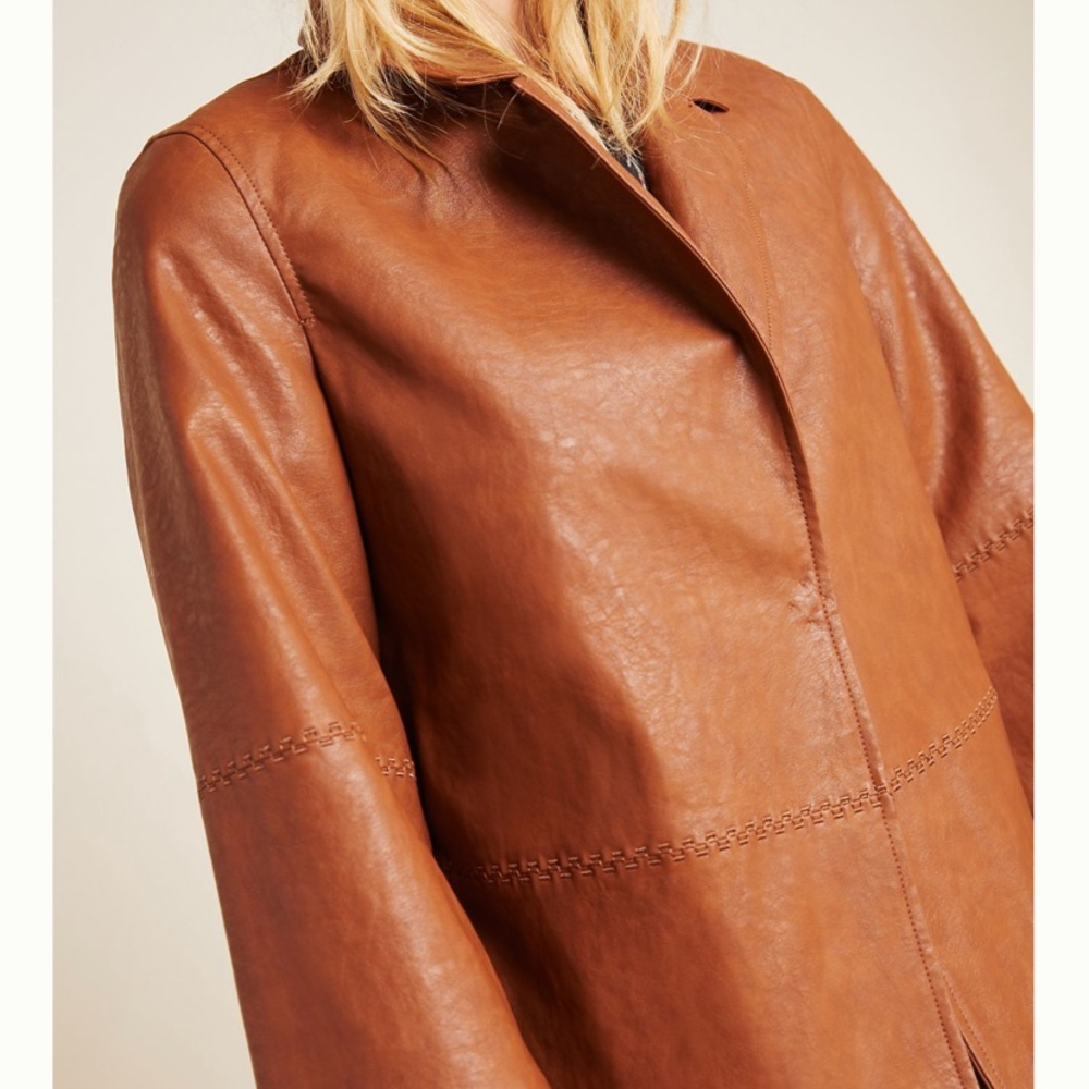 ANTHROPOLOGIE Embroidered Faux Leather Jacket - Picture 4 of 13